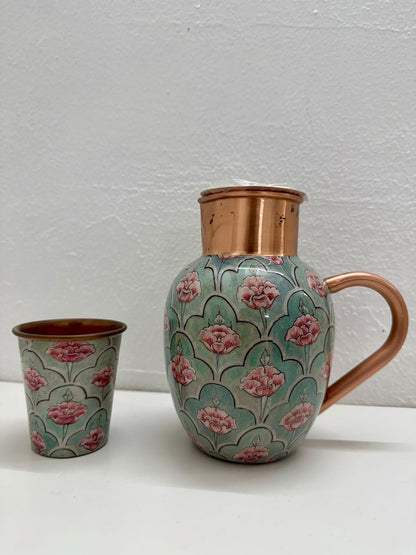 Blushing Floral Bloom Combo  - Jug & Glass (Thrift Product)